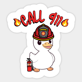 Funny Duck is a firefighter Sticker